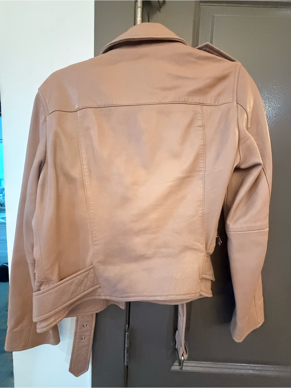 AllSaints Women's Leather Moto Jacket in Dusty Pink - Picture 4 of 4